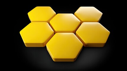 Group of yellow hexagonal shapes on a dark background.