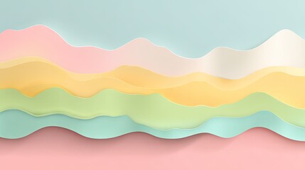 Layered pastel wavy shapes create a visually appealing background.
