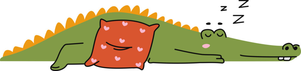 Sleeping Crocodile with Pillow