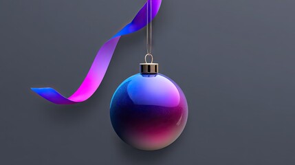Vibrant ombre bauble with a ribbon.