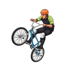 Naklejka premium BMX Rider Doing a Wheelie