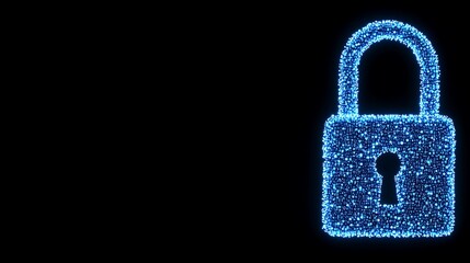 A digital lock graphic on a black background.