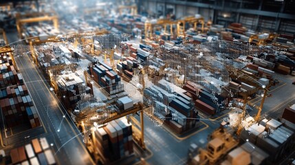 Global Logistics Network at Busy Shipping Port with Containers