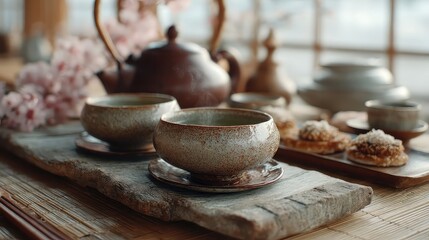 Traditional tea ceremony with delicate cups calm ambiance and cultural details perfect for ritual-focused lifestyle content