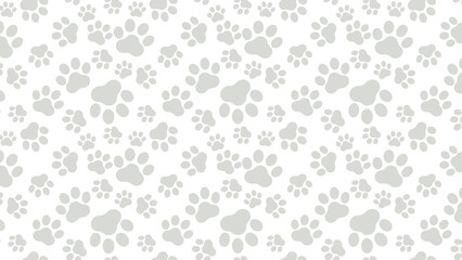 Subtle seamless vector pattern featuring light gray animal paw prints on a clean white background. Perfect for elegant pet-themed projects © rochmuch
