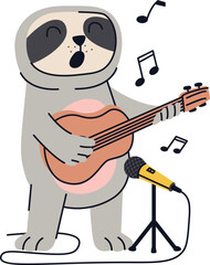 Sloth Playing Guitar with Microphone