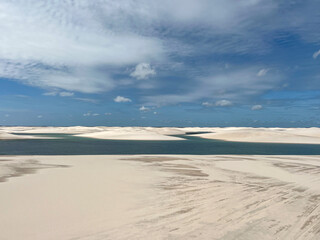 Brazil, Barreirinhas- 2023, May: lagoon and sand dunes in lençóis maranhenses
