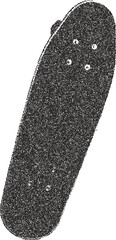 Skateboard retro y2k stipple design deck halftone brutalist urban vector png with clear background, trick 2000s photocopy grunge tattoo gen z effect