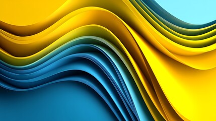 Abstract wavy shapes in blue and yellow