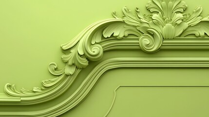 Ornate lime green wall molding