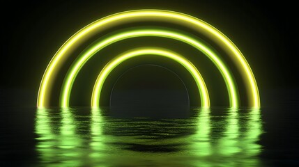 Neon archway over water