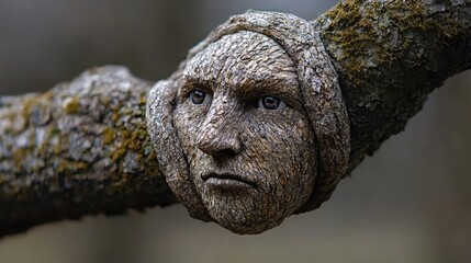 Tree knot resembling face - macro texture concept background image for design abstract art or creative visual media projects