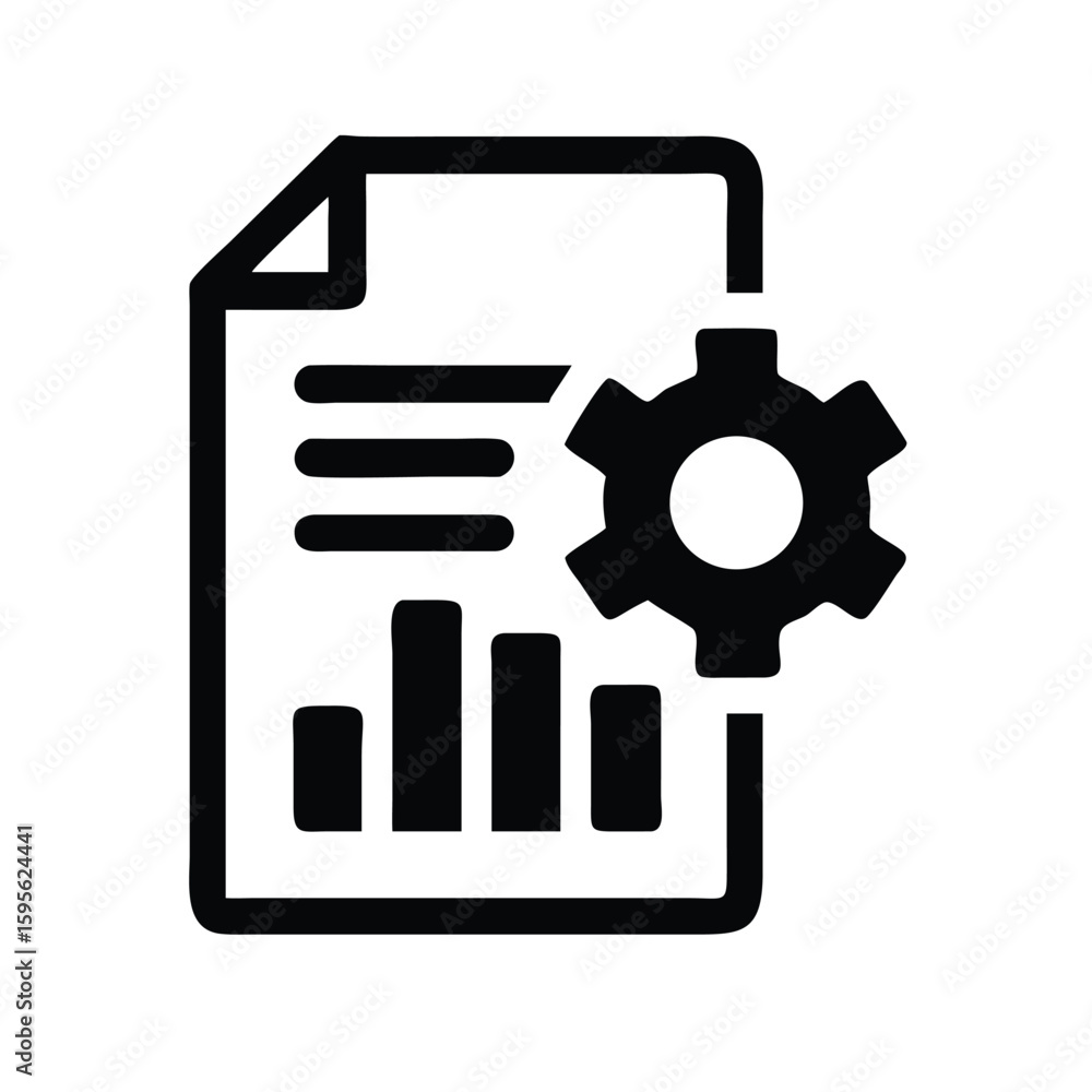Poster data analysis report automation and configuration with gear icon for business intelligence tools