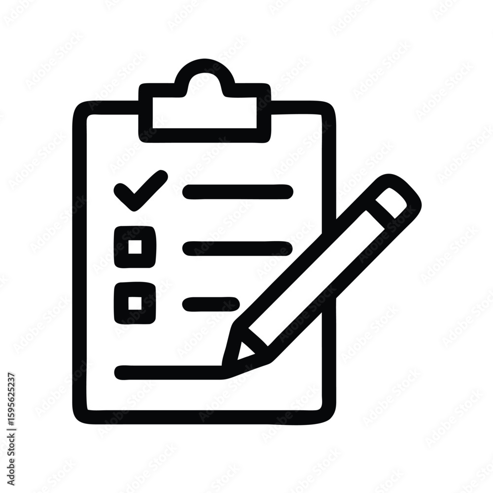 Poster checklist clipboard with pencil icon for task management project to do list and planning workflow