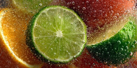 Close Up of Sliced Citrus Fruits in Sparkling Water