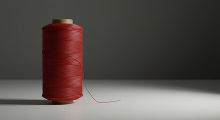Red Thread Spool With Minimalist Gray Background and Soft Lighting