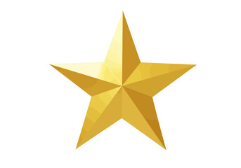 Obraz premium A Striking Golden Five Pointed Star Rendered With Polished Reflective Surfaces Showing Intricate Facets Creating A Dimensional Effect On A White Background