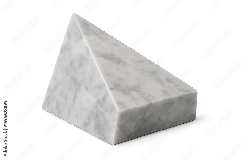 Aufkleber polished white marble triangular prism, floating against transparent backdrop, ideal for architectur