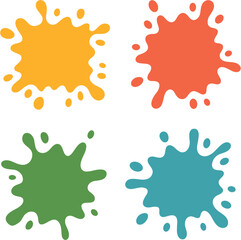 Colorful Paint Splatter Set on White Background