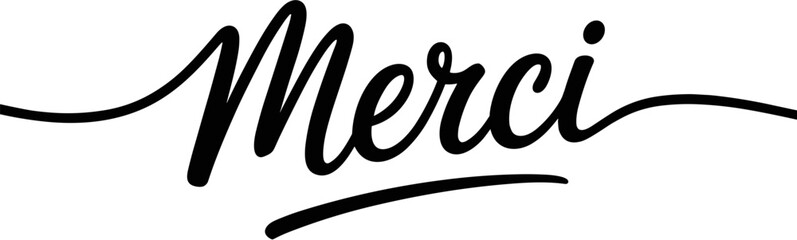 Elegant Merci Calligraphy on White Background