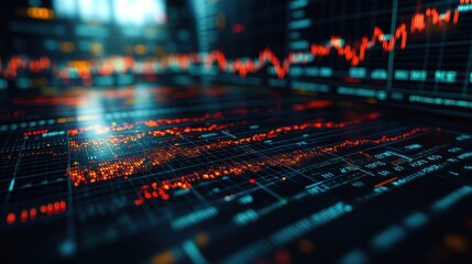 Dynamic Stock Market Data Visualization: A Futuristic Display of Financial Trends and Information