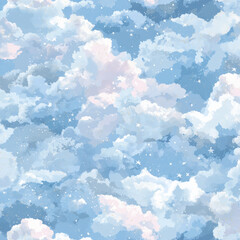 Dreamy cloud pattern in soft blue tones for backgrounds and designs
