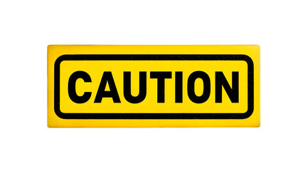 A yellow caution sign with black border and text caution centered on a black background safety first