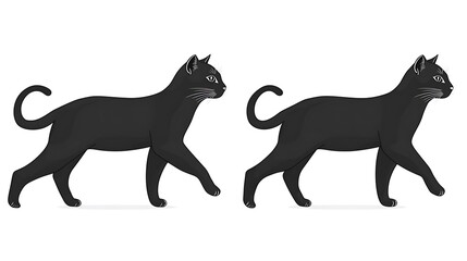 Obraz premium Two black cats walking side by side.