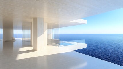 Fototapeta premium Coastal contemporary architectural design with panoramic ocean views.