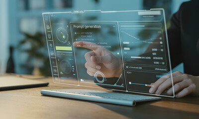 Holographic display interface on laptop