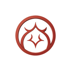 Red star and fire sign icons depict a burning flame symbol, illustrating a warning of danger and flammable hazard with a yellow triangle safety vector button