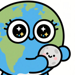 Naklejka premium Cartoon planet astronomy cute