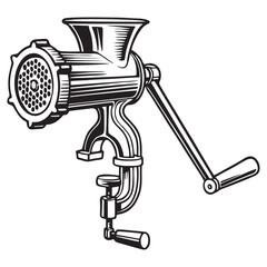 silhouette image of meat grinder machine with transparent background