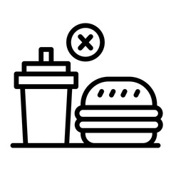No Junk Food vector line icon design