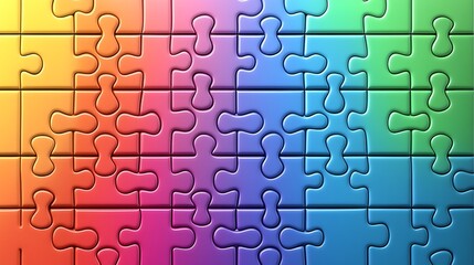 Colorful puzzle pieces arranged in a vibrant pattern.