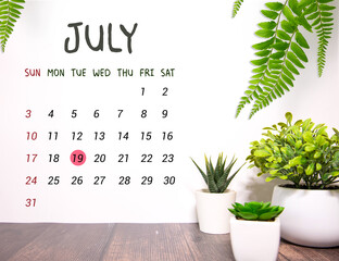 19 August text with blackboard background for calendar.