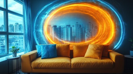 Futuristic Cityscape Portal: A Room with a View Beyond Reality