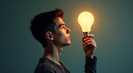 man holding light bulb