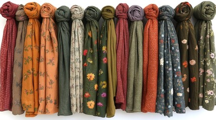 Collection of Autumnal Floral Scarves: A Warm Embrace of Colors and Textures