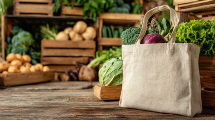 Eco-friendly tote bag at local farmer&rsquo;s market