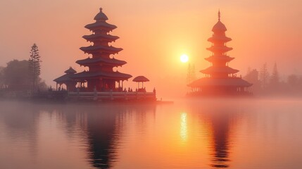 Ulun Danu Beratan Temple at Sunrise, Bali
