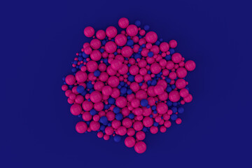 Vibrant 3D Spheres & Particles in Neon Duo-Tone – Abstract Motion-Inspired Compositions Featuring Glossy Blue and Pink Balls in Dynamic Circular and Flowing Formations