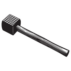 silhouette image of meat hammer tenderizer with transparent background