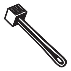 silhouette image of meat hammer tenderizer with transparent background