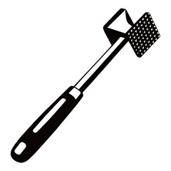 silhouette image of meat hammer tenderizer with transparent background