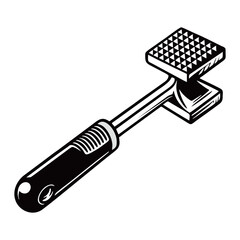 silhouette image of meat hammer tenderizer with transparent background
