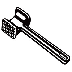 silhouette image of meat hammer tenderizer with transparent background
