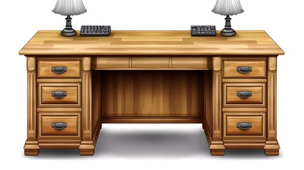 Detailed illustration of a classic wooden desk.