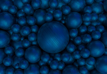 Abstract 3D Blue Particles Backgrounds – Spherical Glossy Elements in Deep Navy and Electric Blue Tones, Seamless Design with Circular Texture and Modern Aesthetic Look