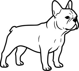 Fototapeta premium French bulldog black line art vector, Simple bold outline Design vector icon with white background. Pet animal vector 